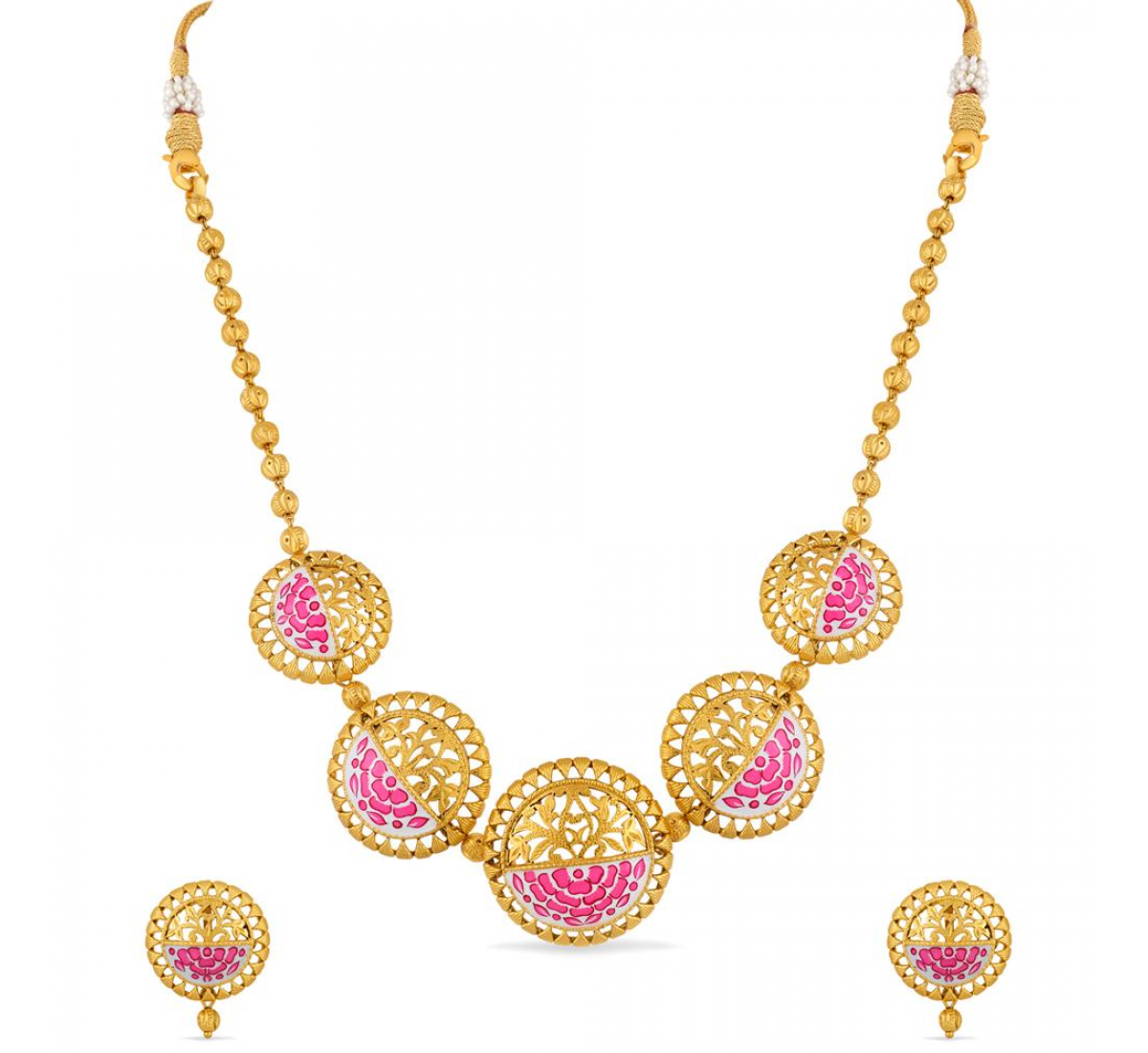 Round Design Gold Necklace Set