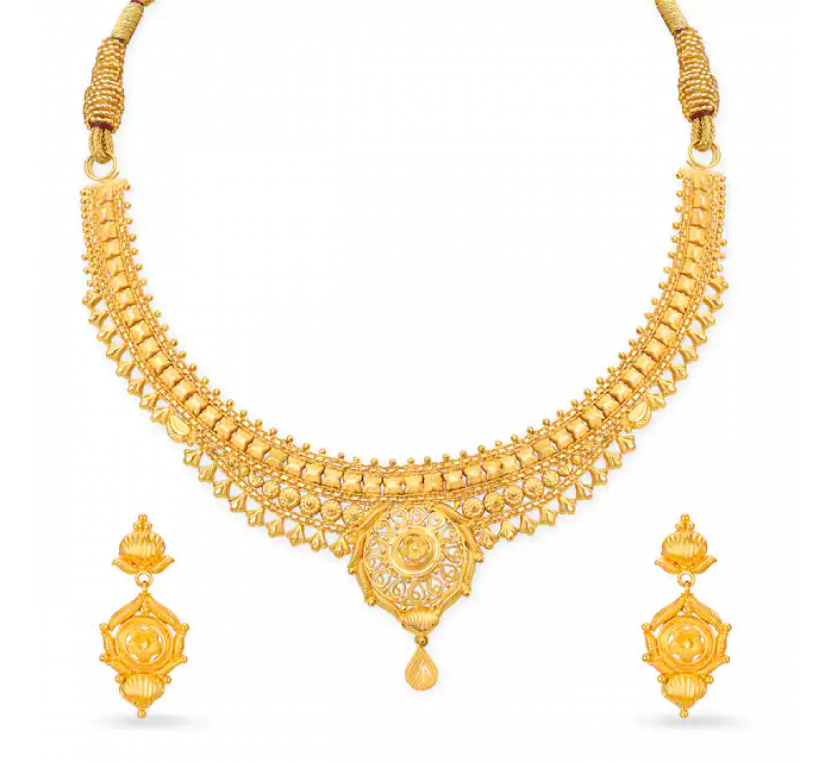 Disha Floral Gold Necklace Set