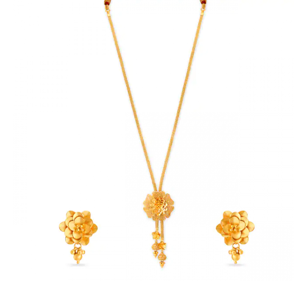 Rose Pattern Gold Necklace Set