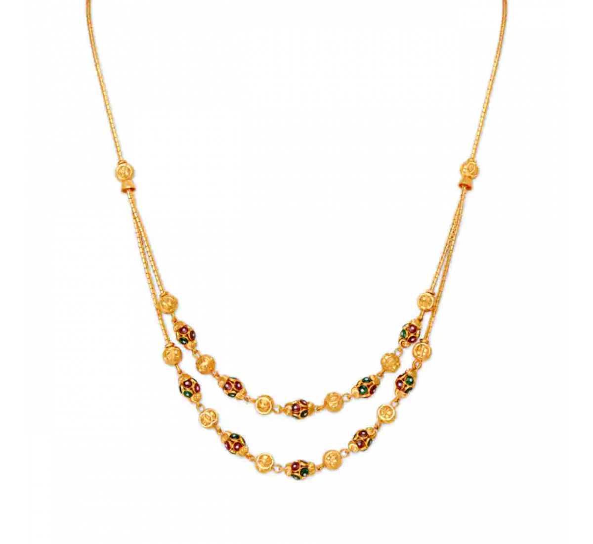 Coloured Spherical Gold Chain