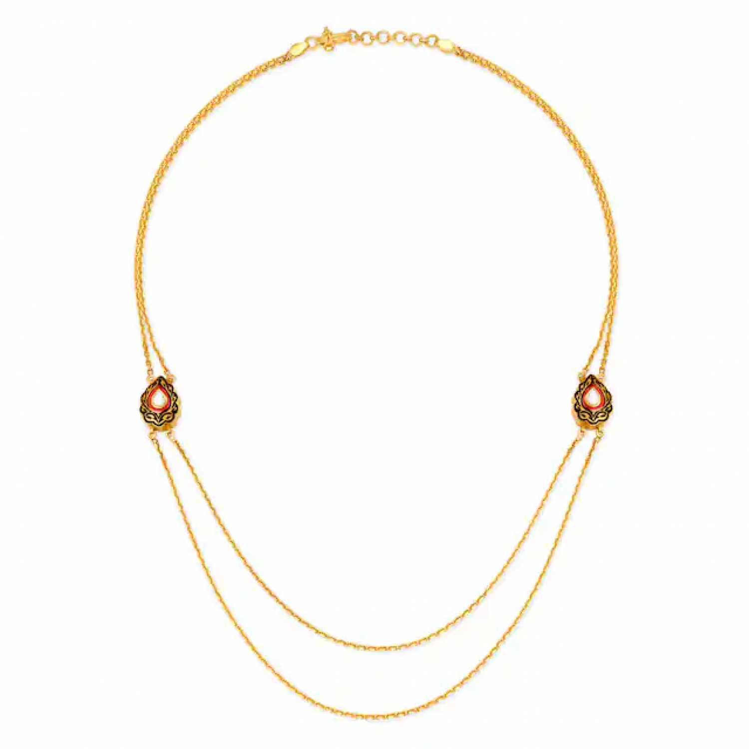 Ornate Gold And Polki Chain