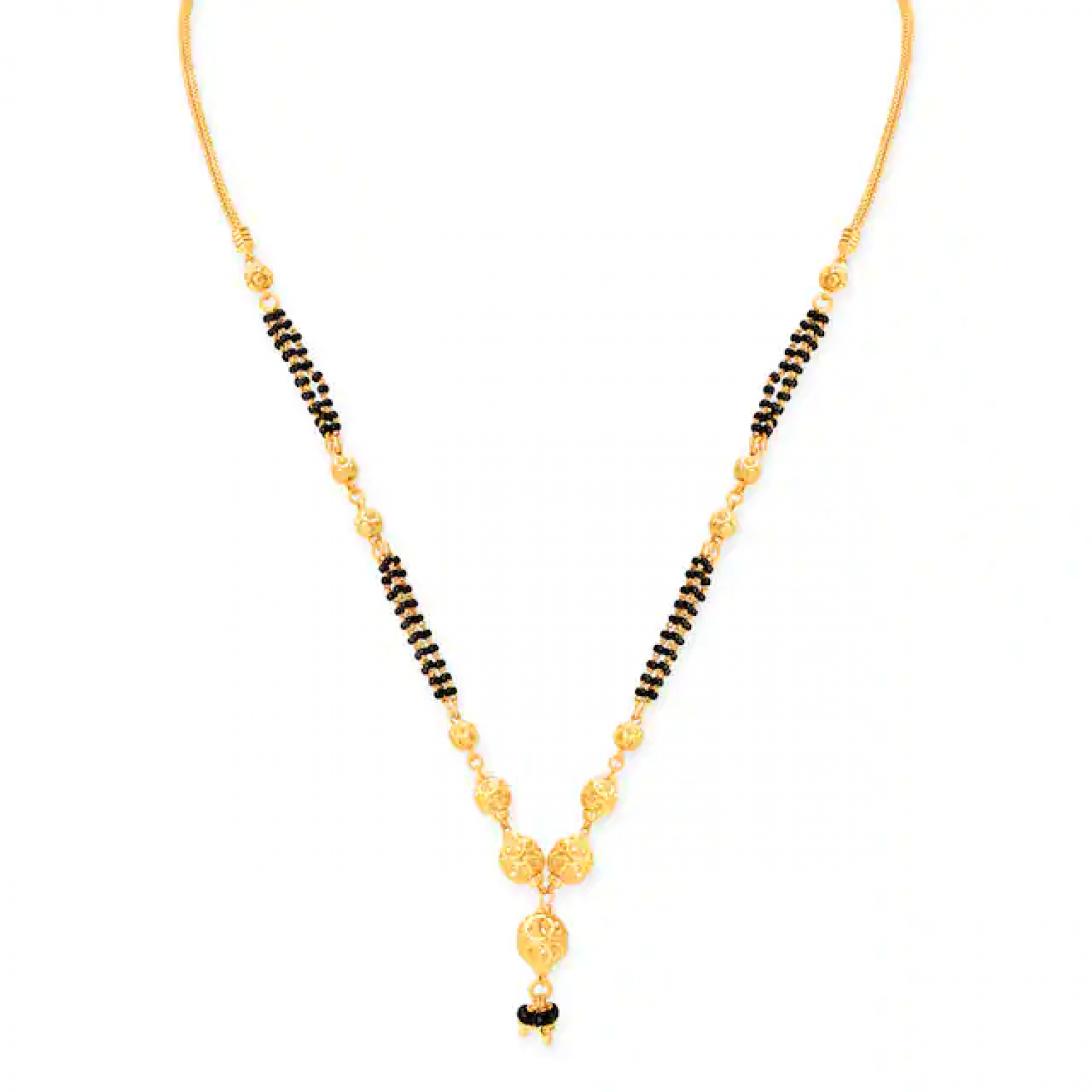 Carved Beads Gold Mangalsutra
