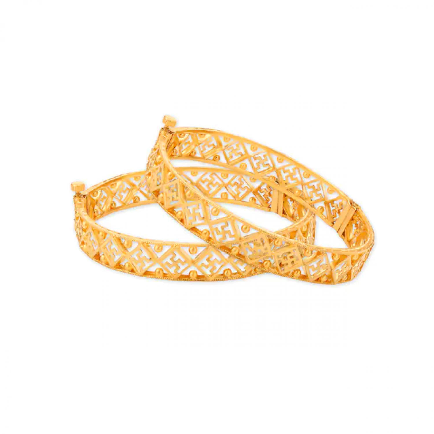 Mesh Swastika Gold Bangles