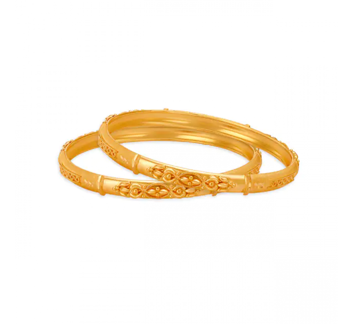 Carved Bead Fancy Gold Bangles