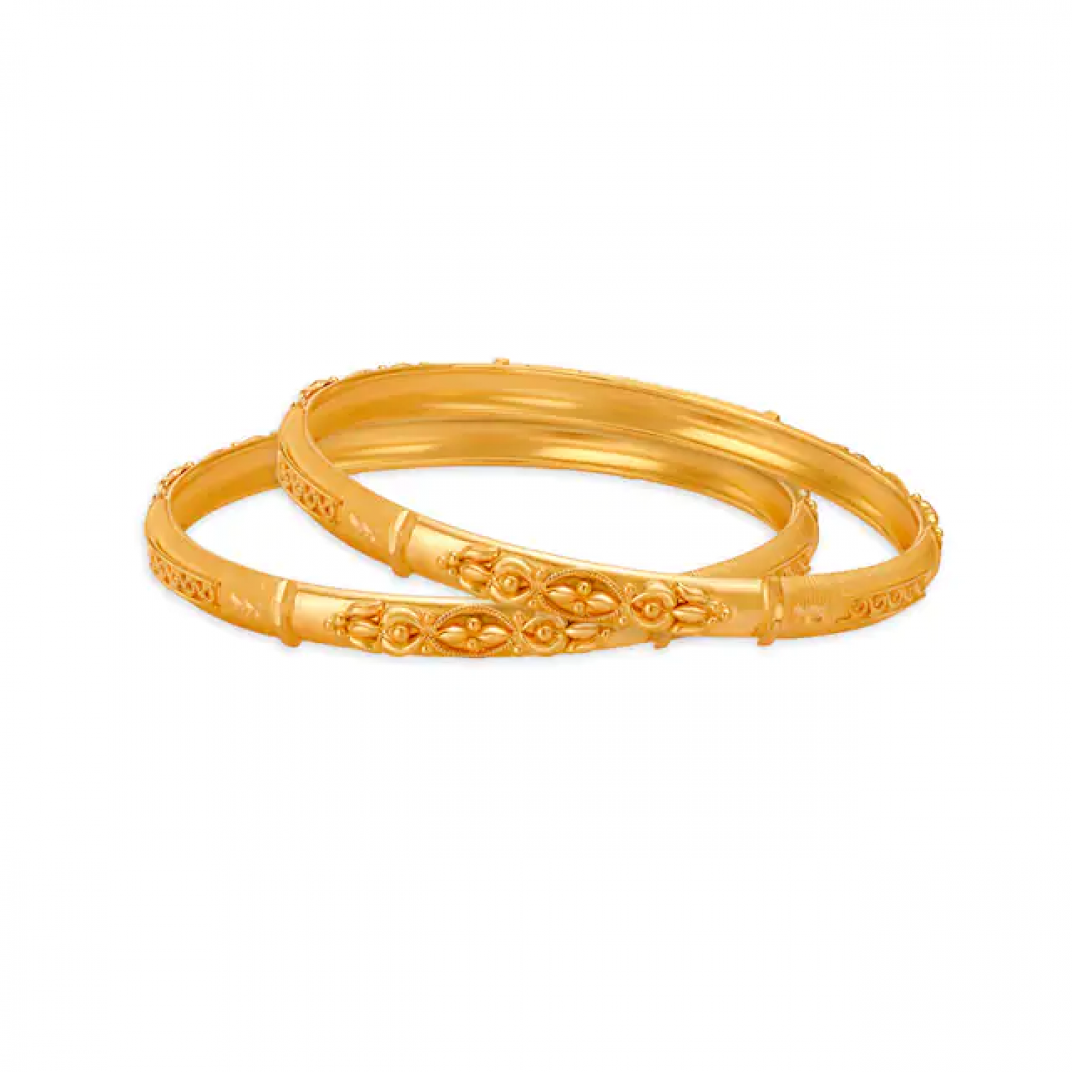 Carved Bead Fancy Gold Bangles