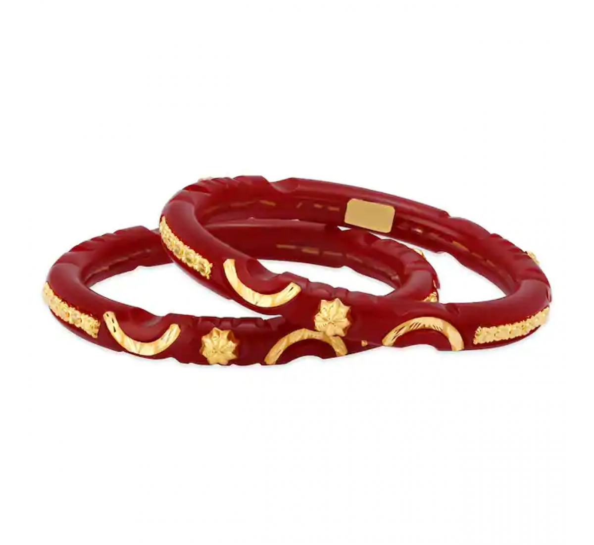 Radiant Leaf Gold Pola Bangles