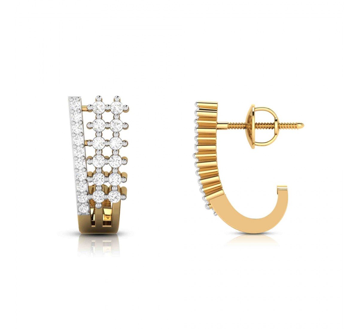 Diamond Ovate Hoop Earrings