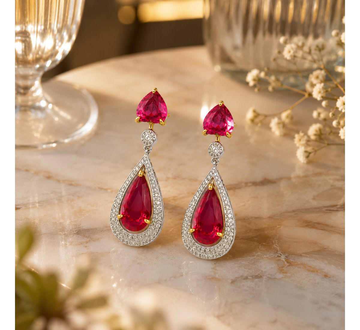 Sheen Drop Diamond Earrings