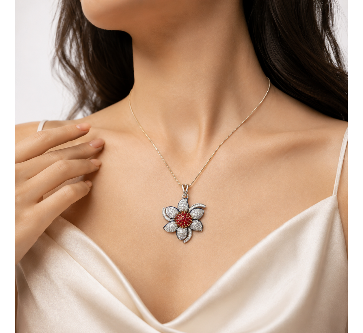 Rekah Linear Diamond Pendant