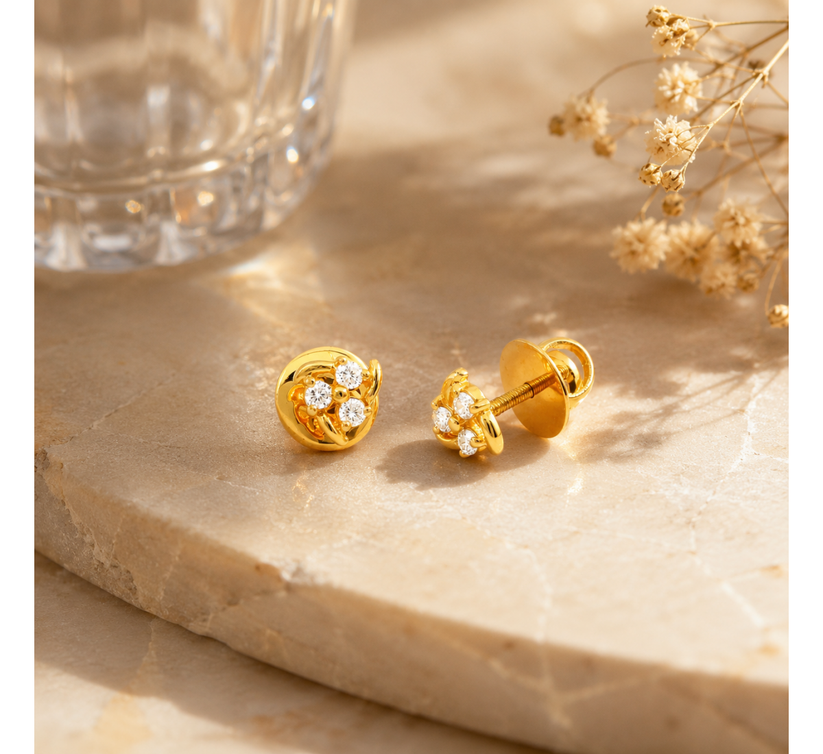 Crimson Stud Diamond Earrings