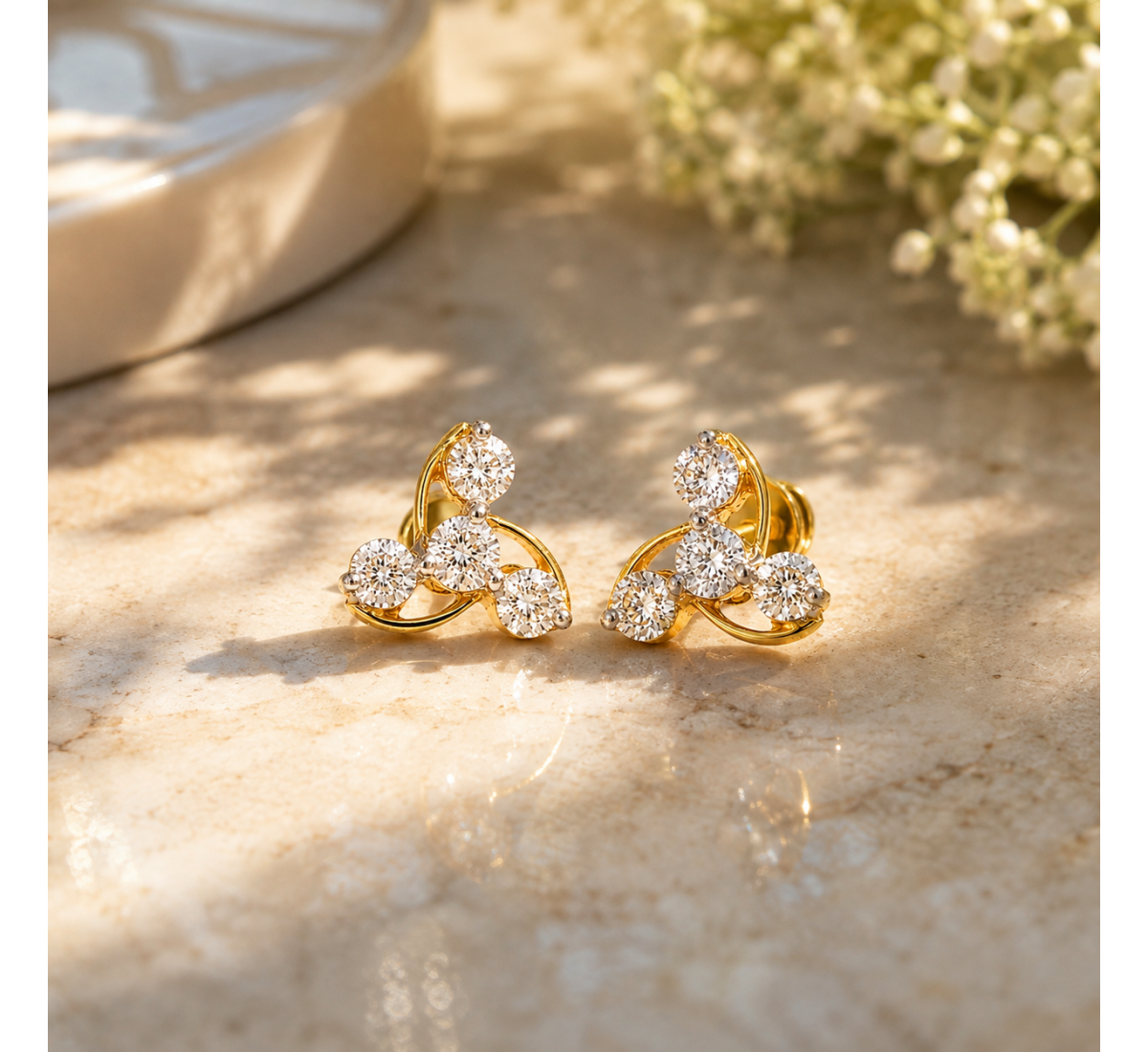 Liliac Stud Diamond Earrings