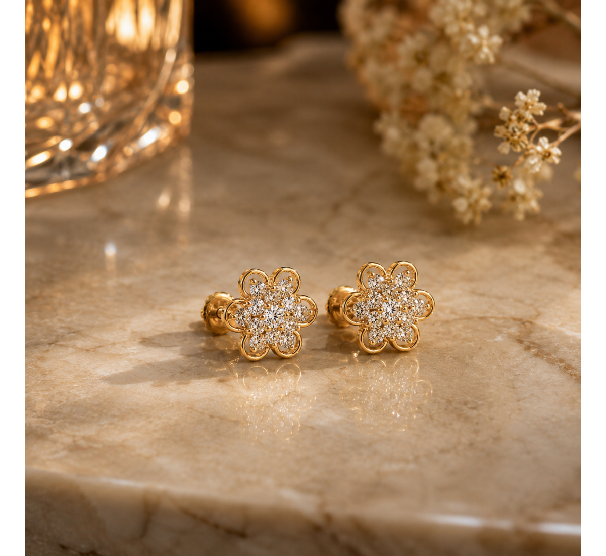 Pierced Stud Diamond Earrings