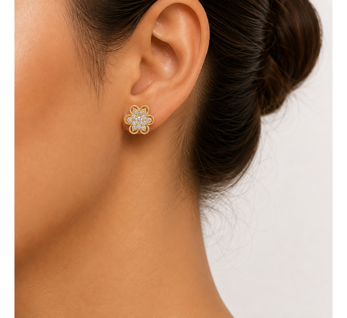 Pierced Stud Diamond Earrings
