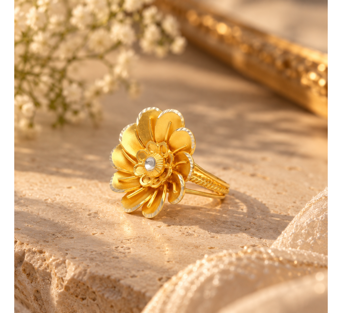 Grid Daisy Cutout Ring