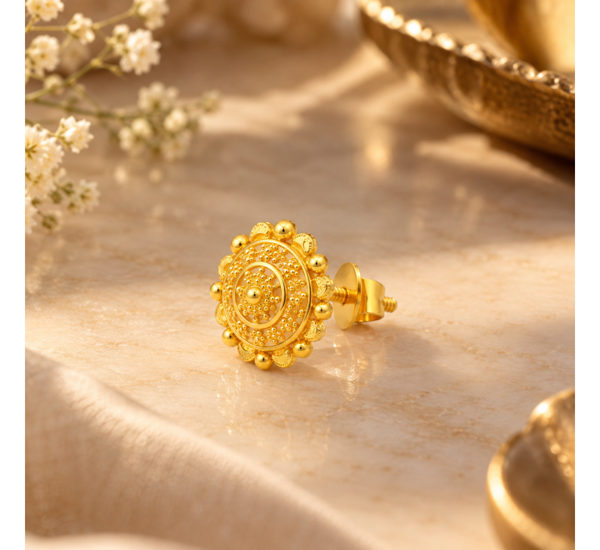 Adorn Bloom Gold Stud