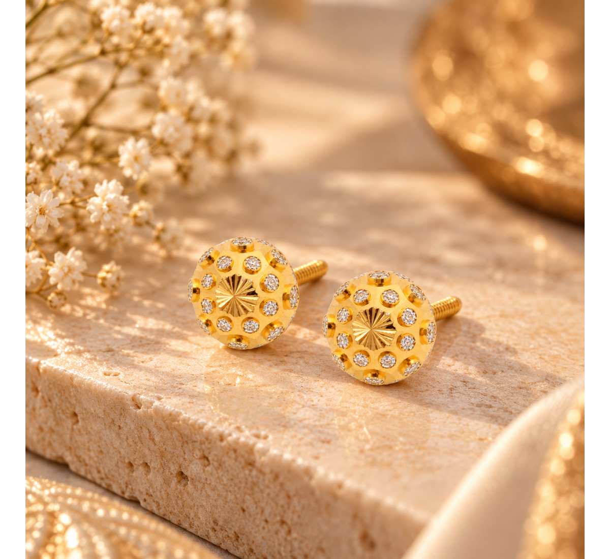 Azva Flutter Gold Stud